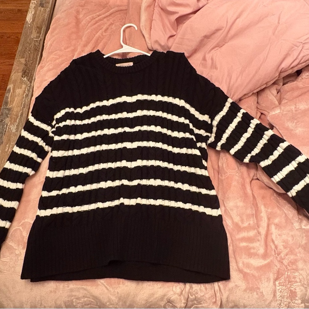 Philosophy Black and White Striped Sweater